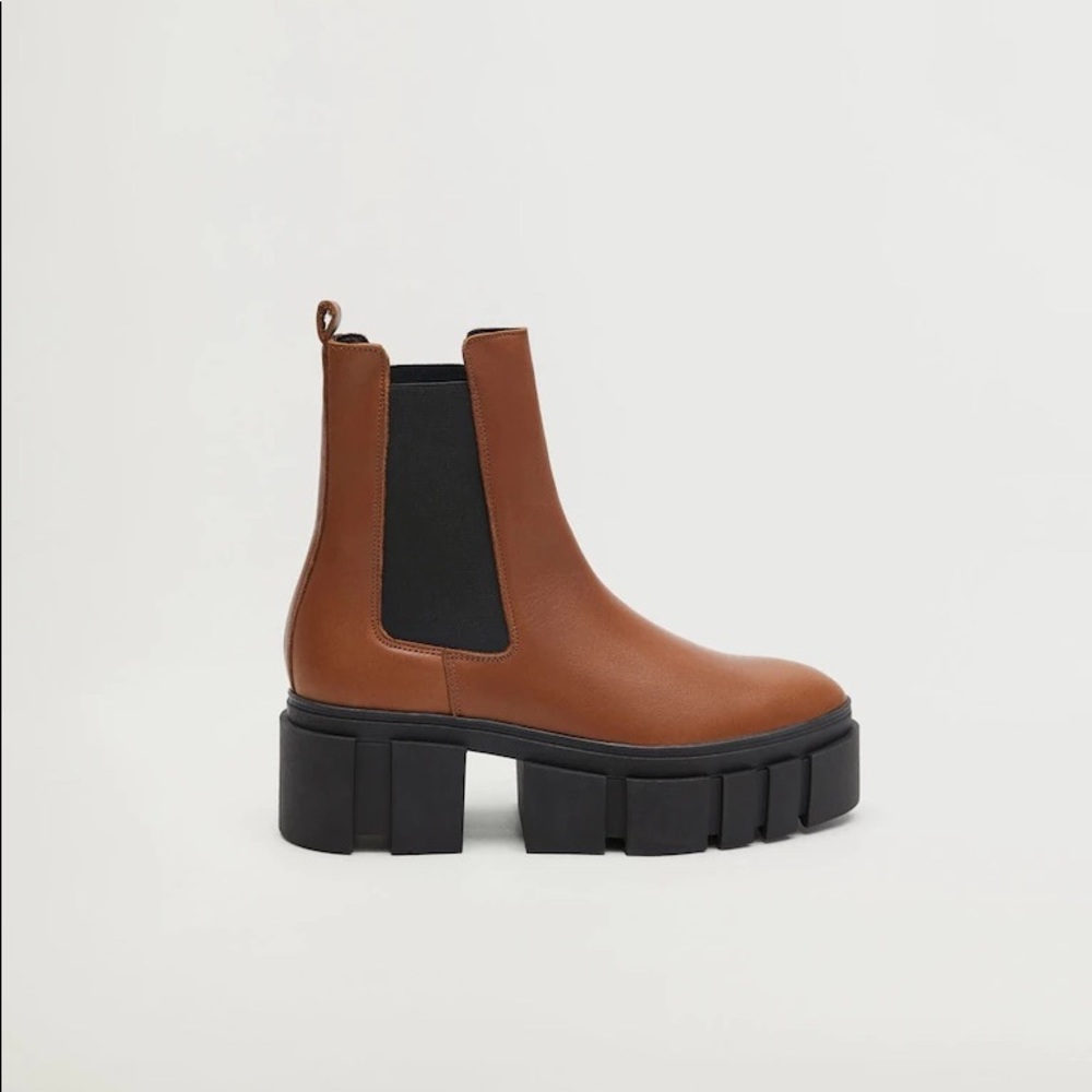 Mango Leather Boots with Track Sole